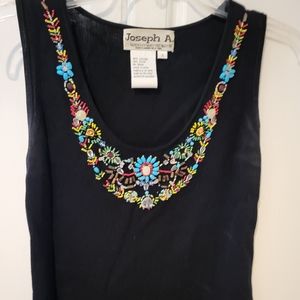 Joseph A Paris Beaded Embelished Sleeveless Tank Top Size Small